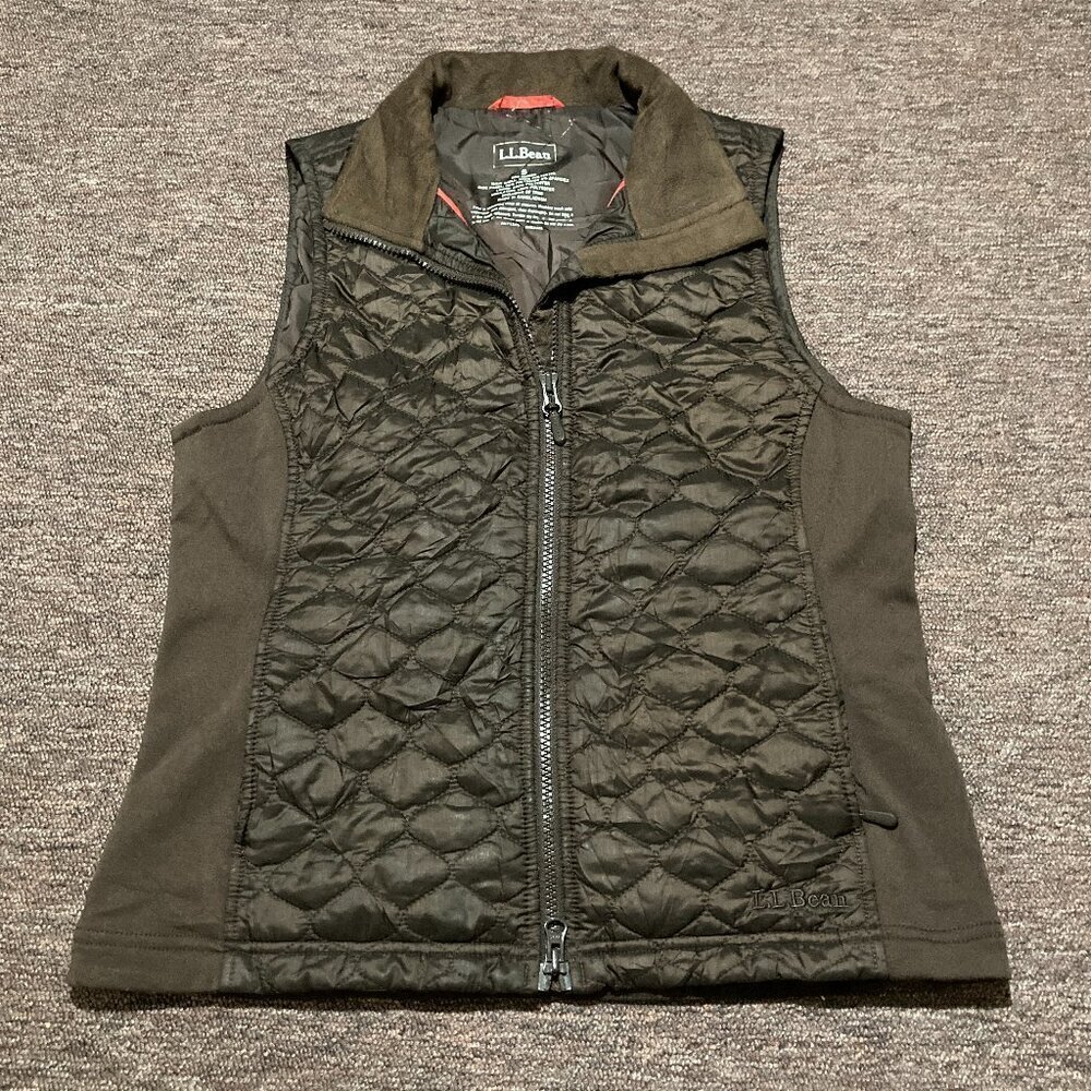 LL‎ Bean Womens Small Quilted Vest Sleeveless Jacket Brown Thinsulate Full Zip